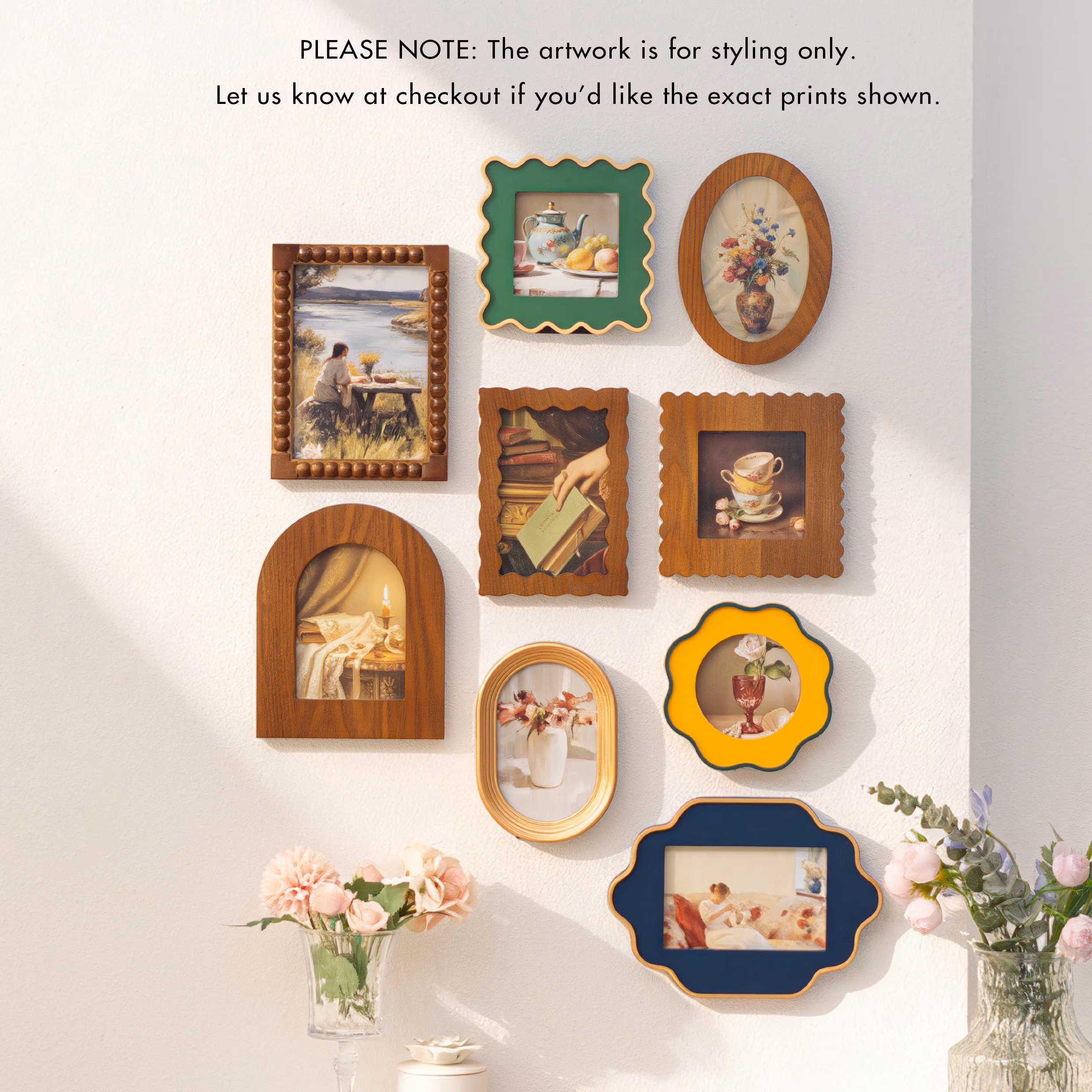 Vintage Photo Frame Set, Multi Shape Gallery Wall Picture Frames, Boho Frames for Tabletop & Wall Mount | Family Memory Display Frames Gift