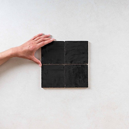Faience Effet Zellige Noir MALLORCA 10x10cm Black - Les Carreaux de Jean