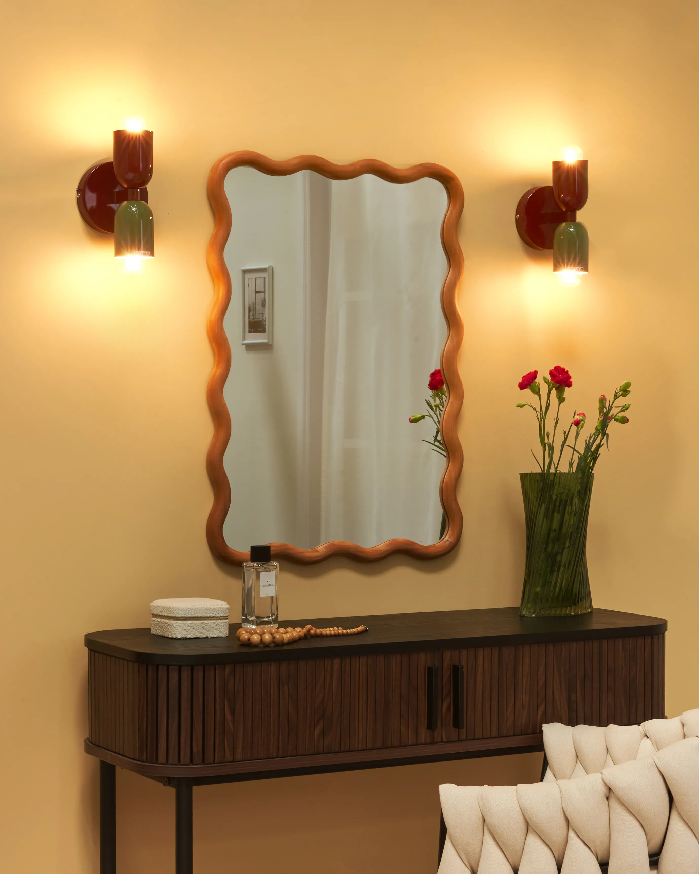 Set of 2 Wall Lamps TOPI Metal Red/ Green