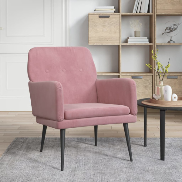 Fotel Wypoczynkowy Różowy Aksamit Tapicerowany Do Salonu Pokoju 62x79x79 cm
