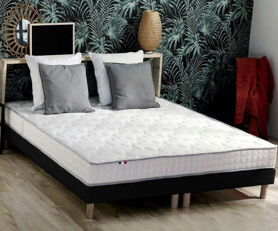 ENSEMBLE ORIGINEL - Ensemble matelas 100% latex5 zones sommier noir 160x200