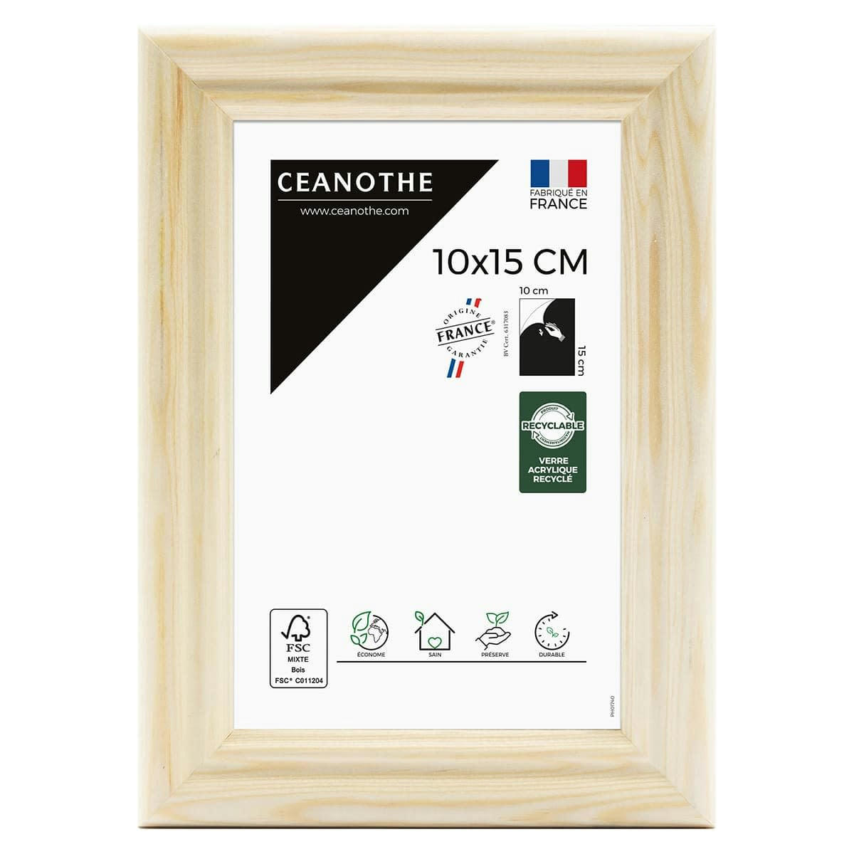 CIRCEE AUTHENTIC - Cadre photo naturel 10x15 cm bois massif fsc