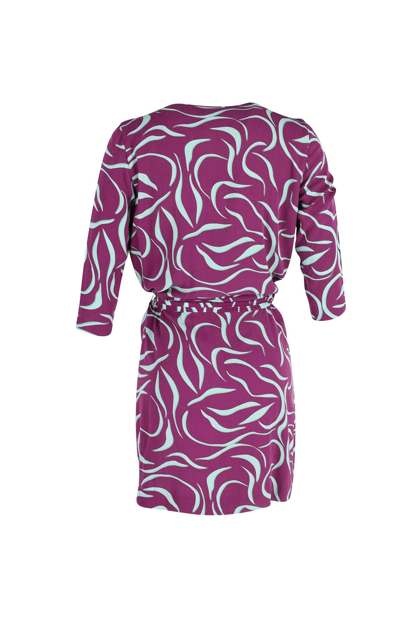 Diane Von Furstenberg Preloved Danil Cowl Neck Belted Mini Dress in Multicolor Polyester