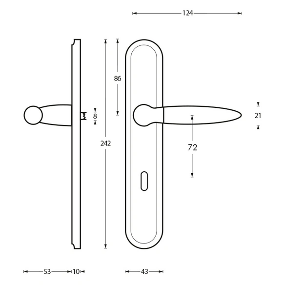 Türdrücker »Elen«, 242x43x10 mm BB 72 mm