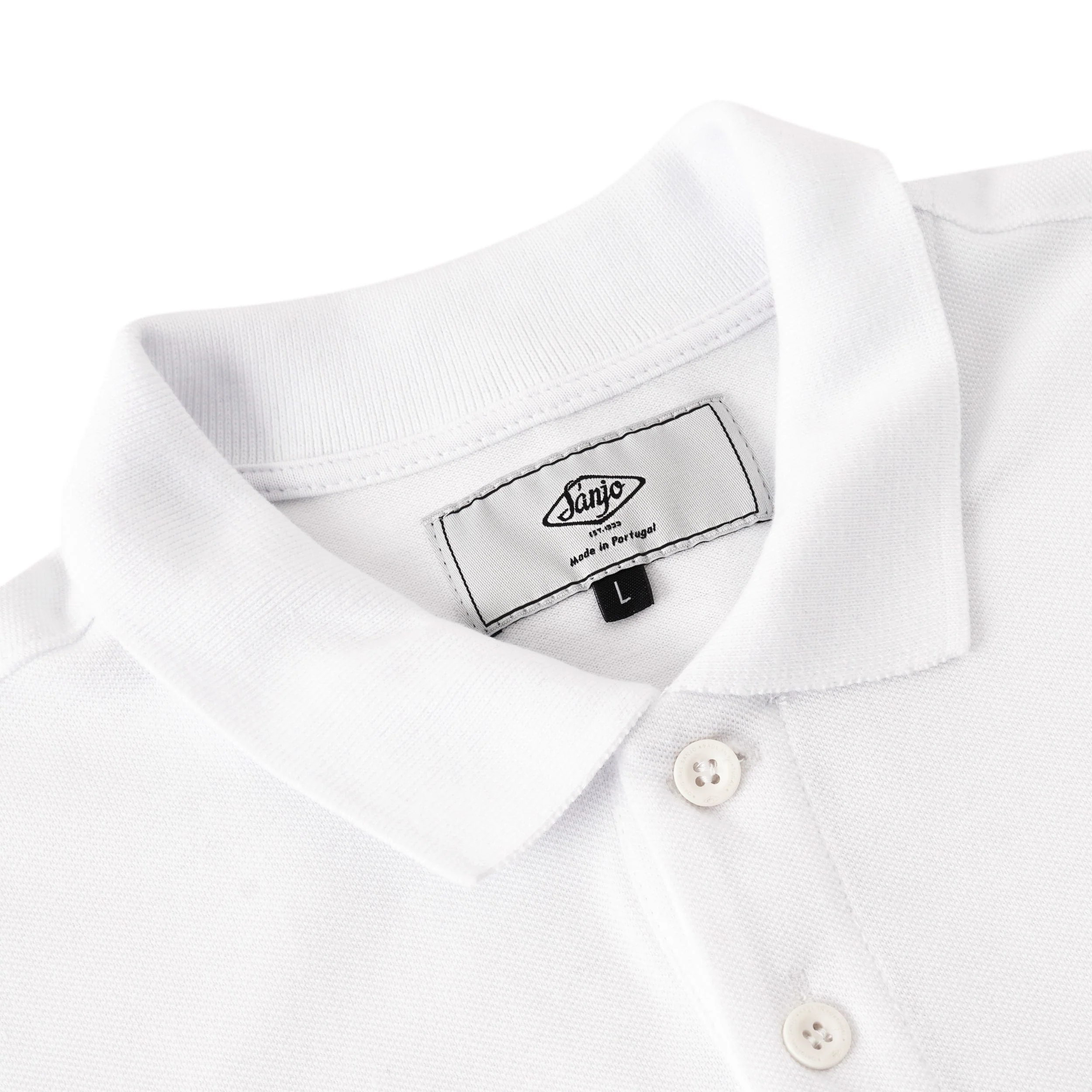 Sanjo Pique Patch Polo // White