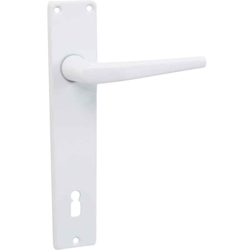 Poignée de porte avec plaque en aluminium blanche 110 mm 2 pièces