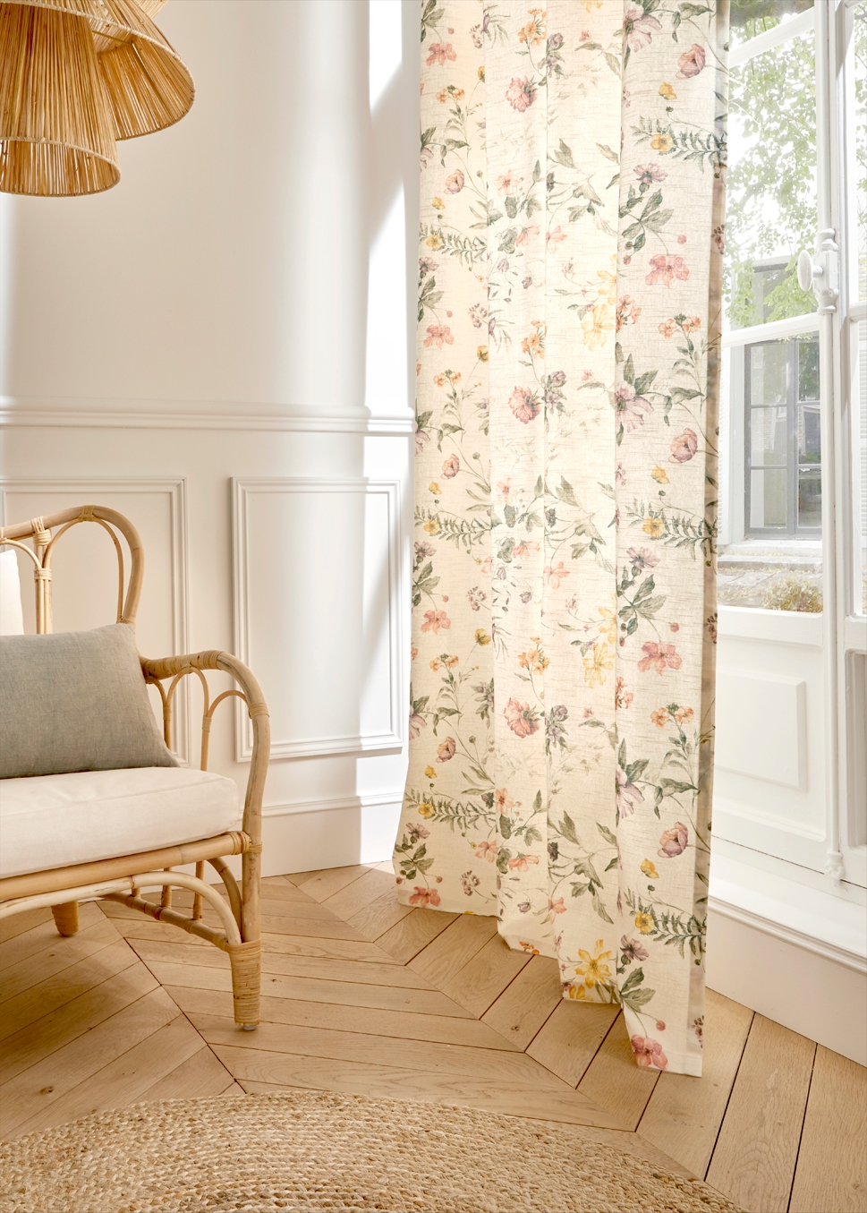 RIDEAU IMPRIMÉ FLEUR DES CHAMPS MULTICOLORE