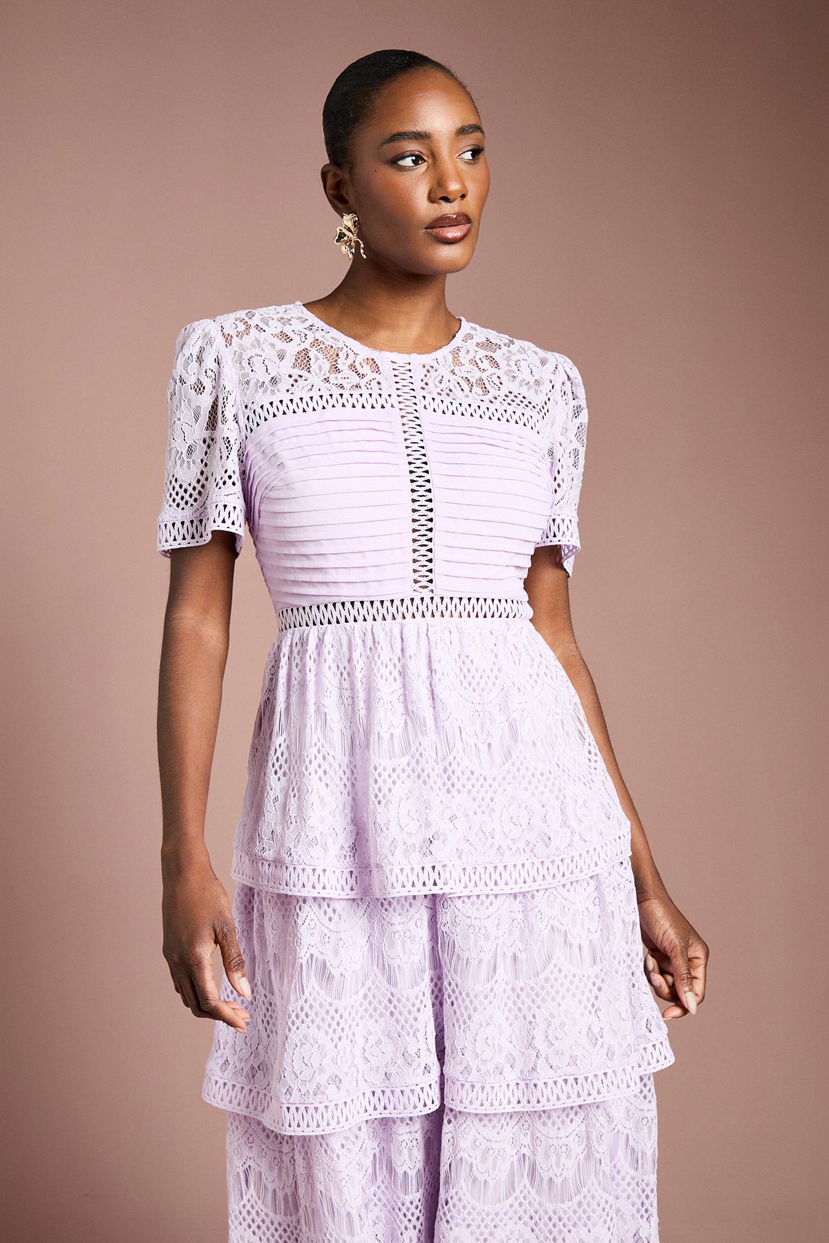 Coast Tiered Lace Midi Dress