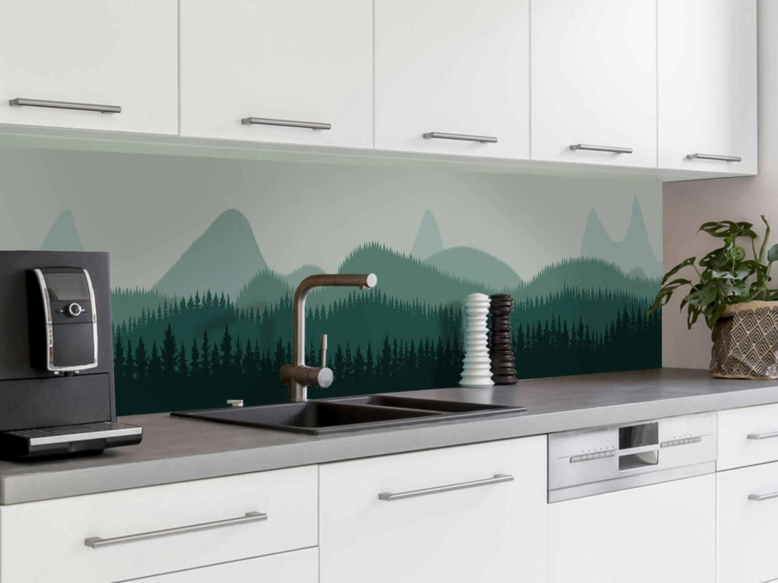 FORÊT DE SAPINS - Crédence adhésive vert 400x40cm