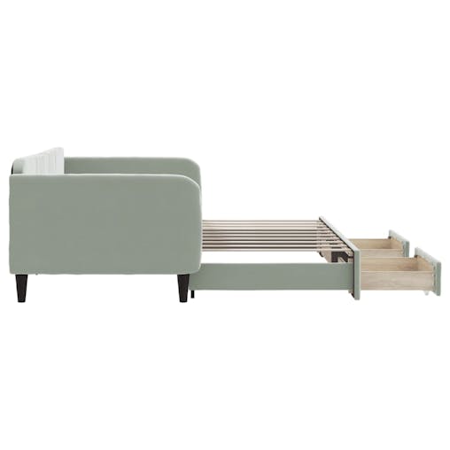 NNEVL Daybed with Trundle and Drawers Light Grey 90x190 cm Velvet