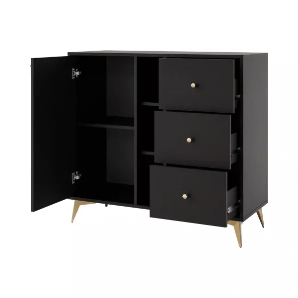 Komoda z szufladami do salonu Sakai 1 1F 3S T824 Czarny