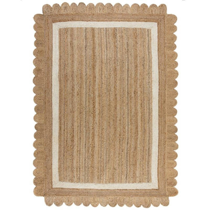 GRACE - Tapis en jute forme originale naturel blanc 160 x 230