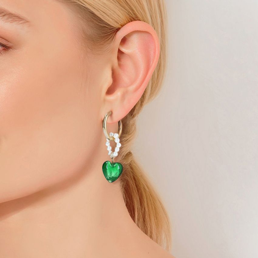 Manfield Gouden hangers met groene steentjes