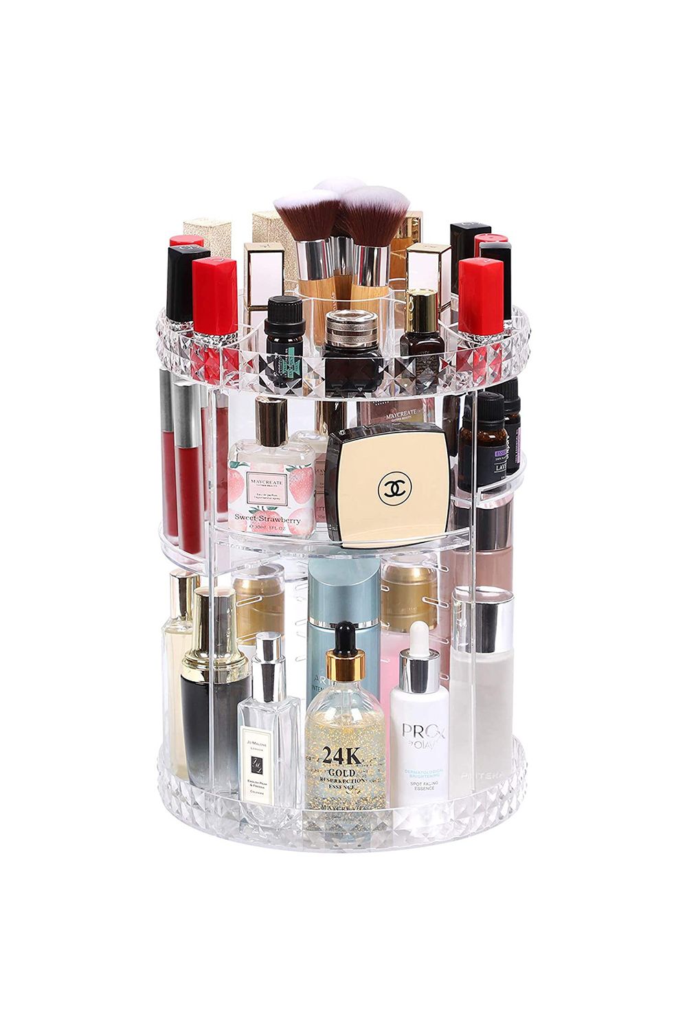 Living and Home 360 Roating Cosmetic Organizer Transparent Acrylic Rotating Multifunctional Makeup Organizer