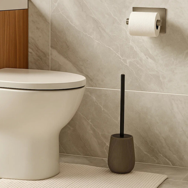 Szczotka do WC szary plastikowy zamknięty pojemnik