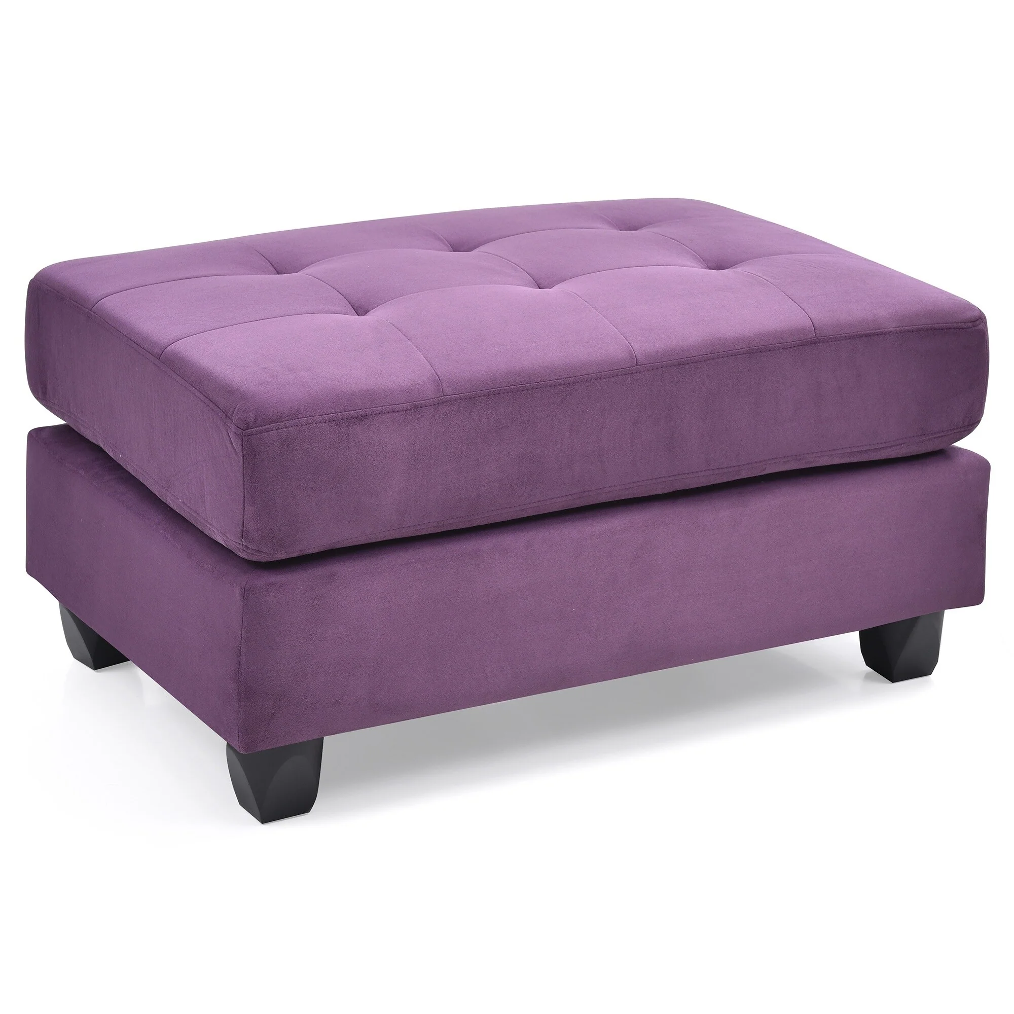 Upholstered Tufted Ottoman - 38 - Purple