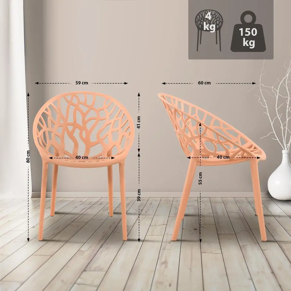 CLP Set van 4 Tuinstoel Hope Kunststof - perzik