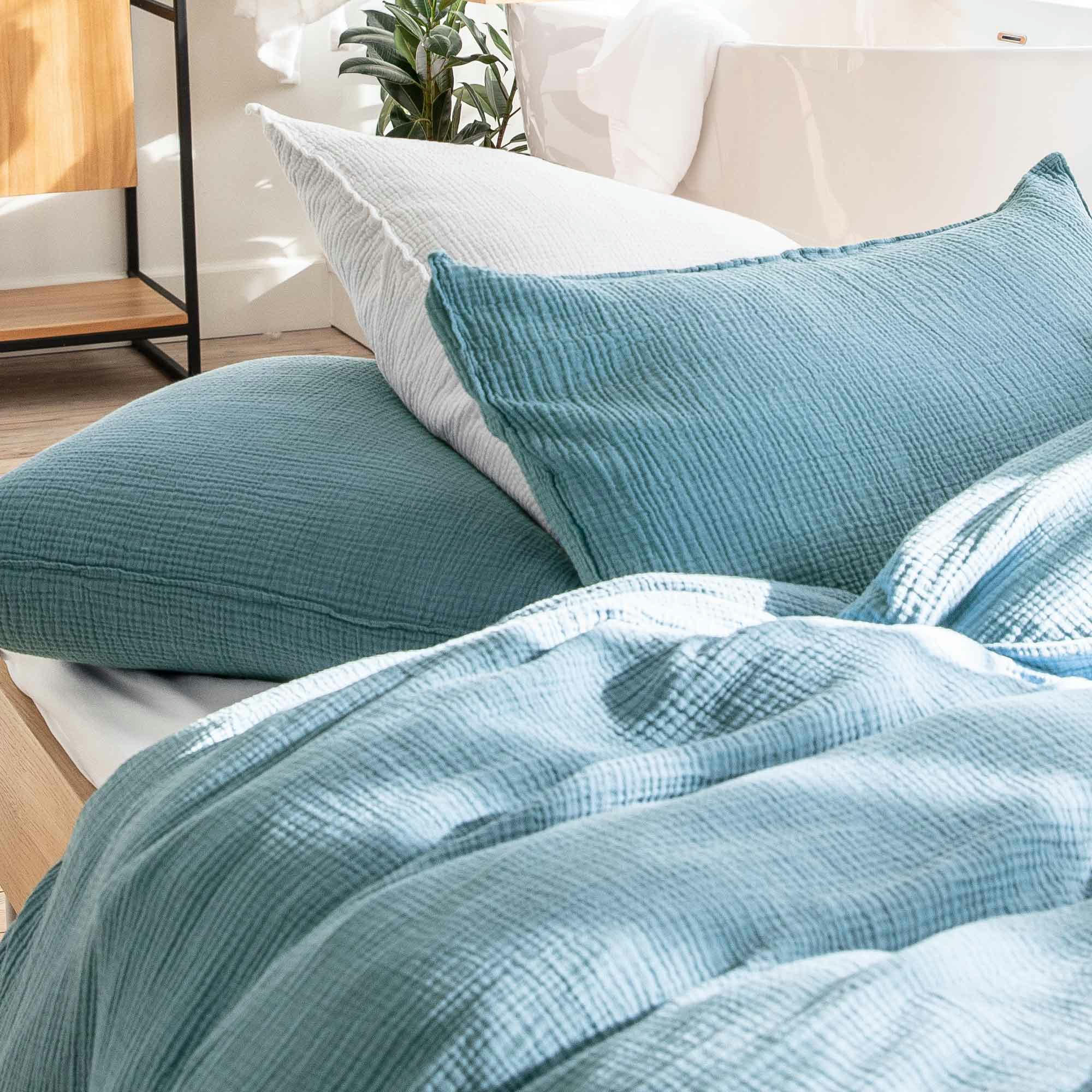 SIMPLEMENT GAUFRÉ - Taie d'oreiller en gaze de coton 50x75cm Orage