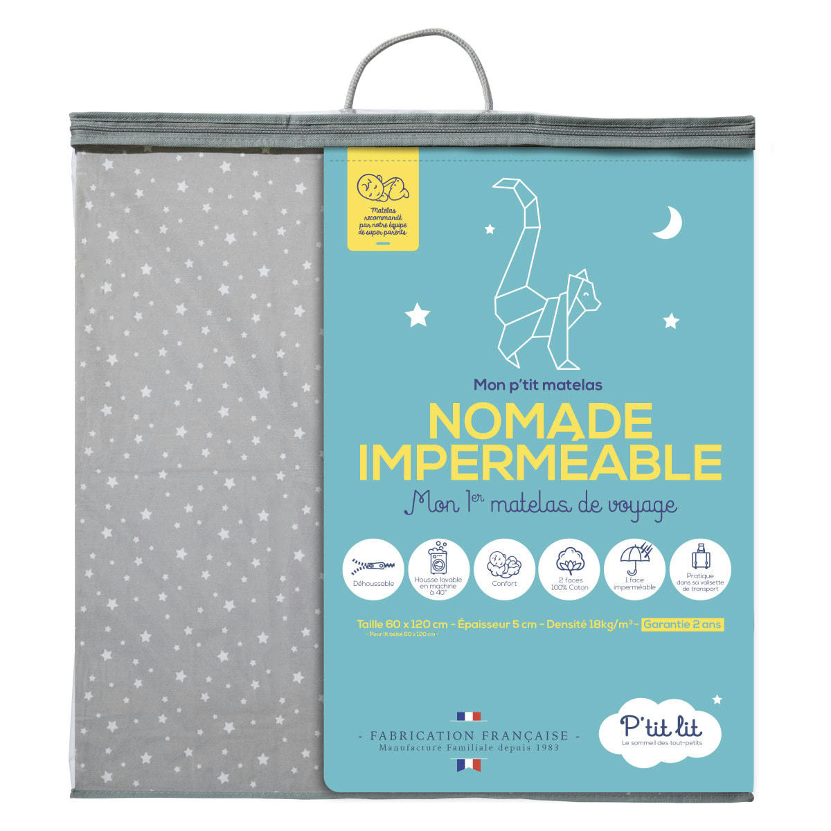 VOYAGE - Matelas bébé pliant imperméable et déhoussable 60x120