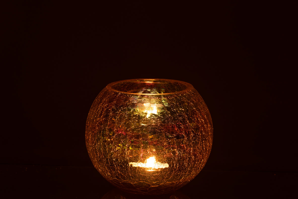 J-Line windlicht Bol Parel Effect - glas - paars - large
