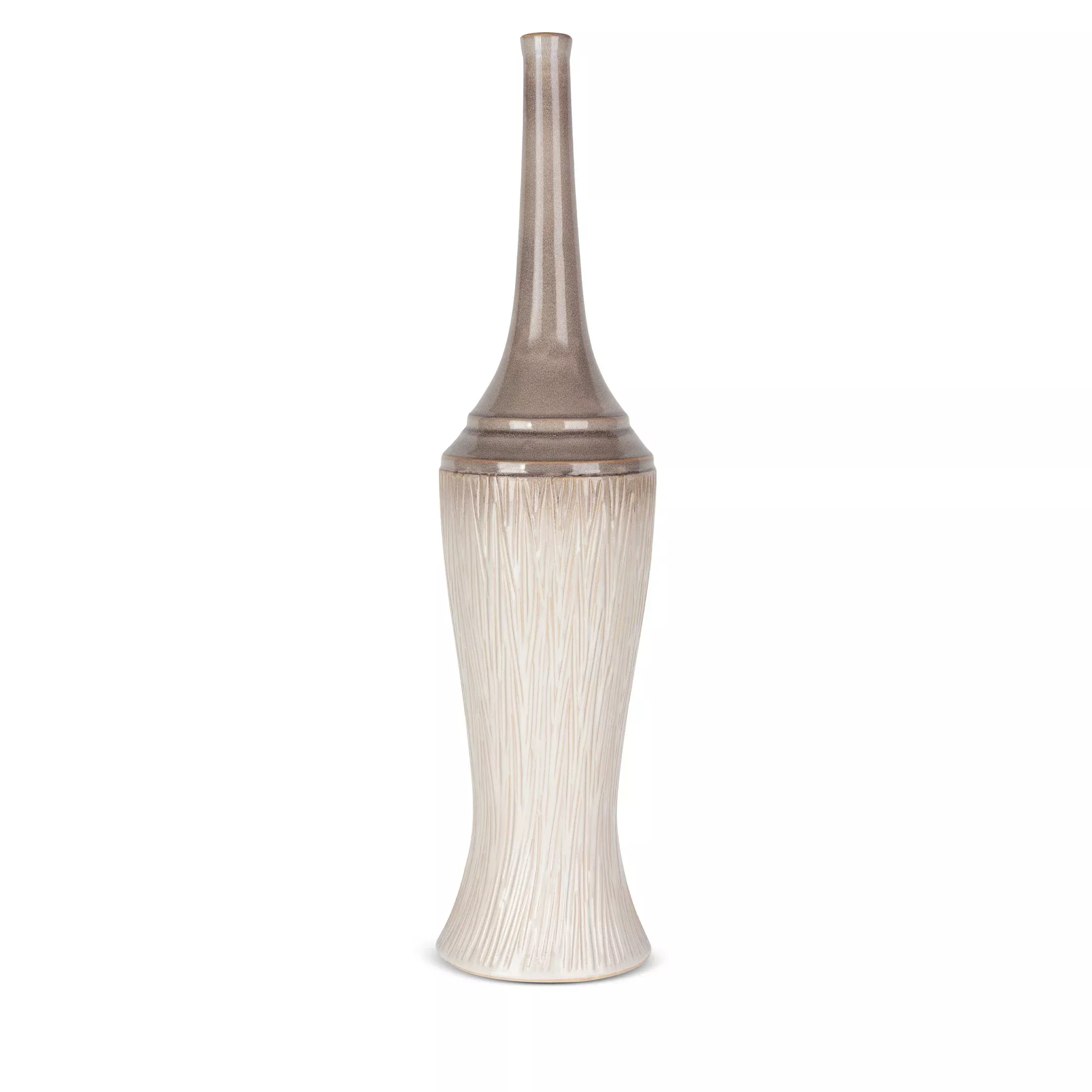 Wazon ceramiczny kremowo-brązowyw stylu boho z cieniowaniem średnica 18x76 cm ROSINA
