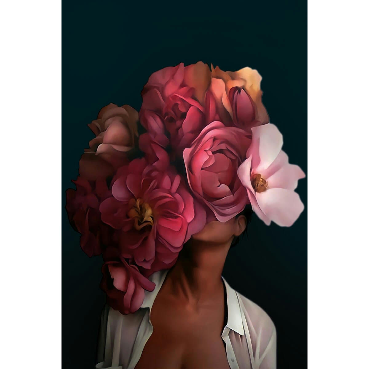 FLEUR - Tableau sur verre fleurs rouges 30x45 cm