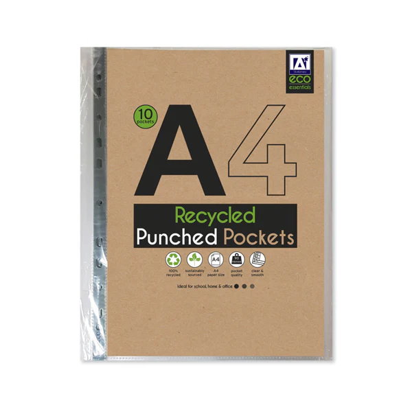 A4 Recycled Punched Pockets 10 Pocket