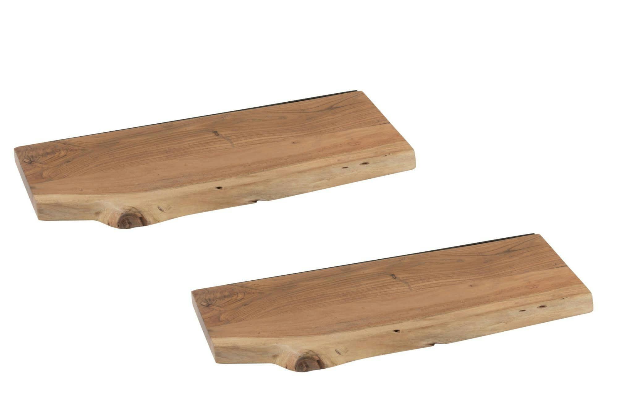EDGAR - Lot de 2 etagère murale rectangulaire en bois d'acacia l70