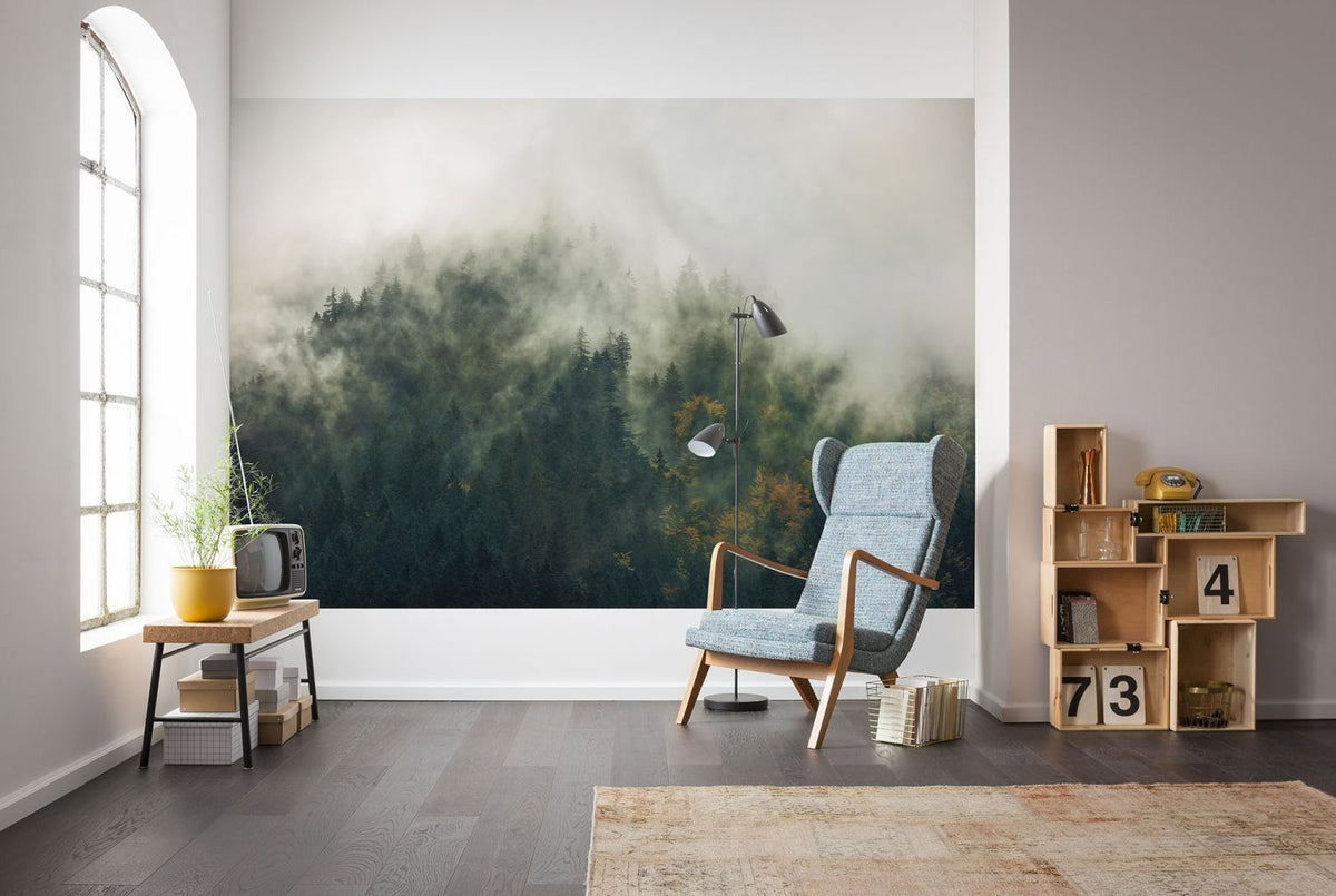 Sanders & Sanders fotobehang mistig bos groen - 300 x 200 cm - 612557