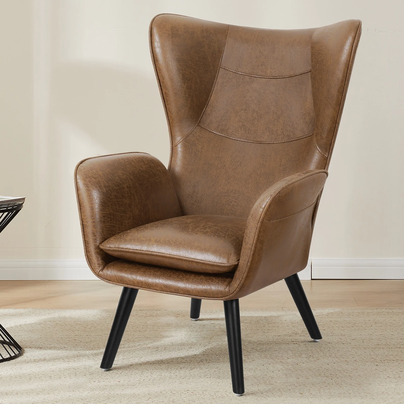 Upholstered Wingback Armchair Leisure Accent Chair, Single - 40.55 H x 28.34 W x 33.1 D