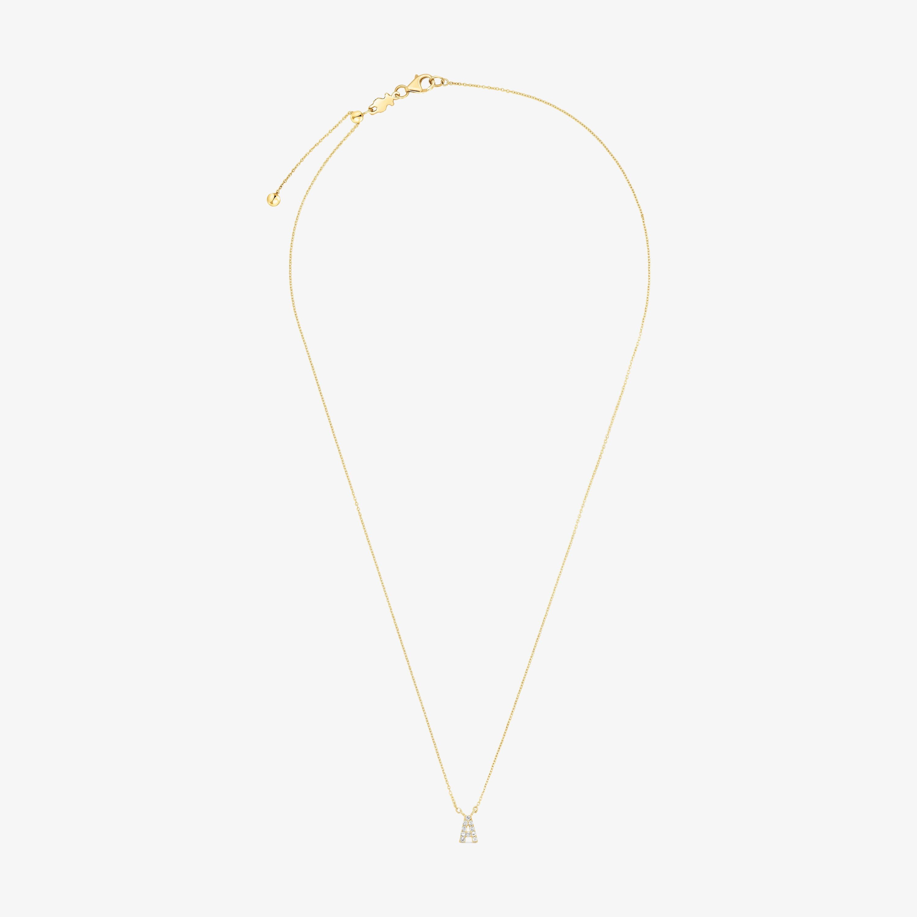 Collar corto de oro y 0,05 ct de diamantes letra A Alphabet