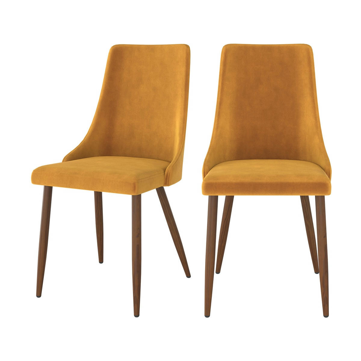 VINNI - Chaise en velours jaune moutarde (lot de 2)