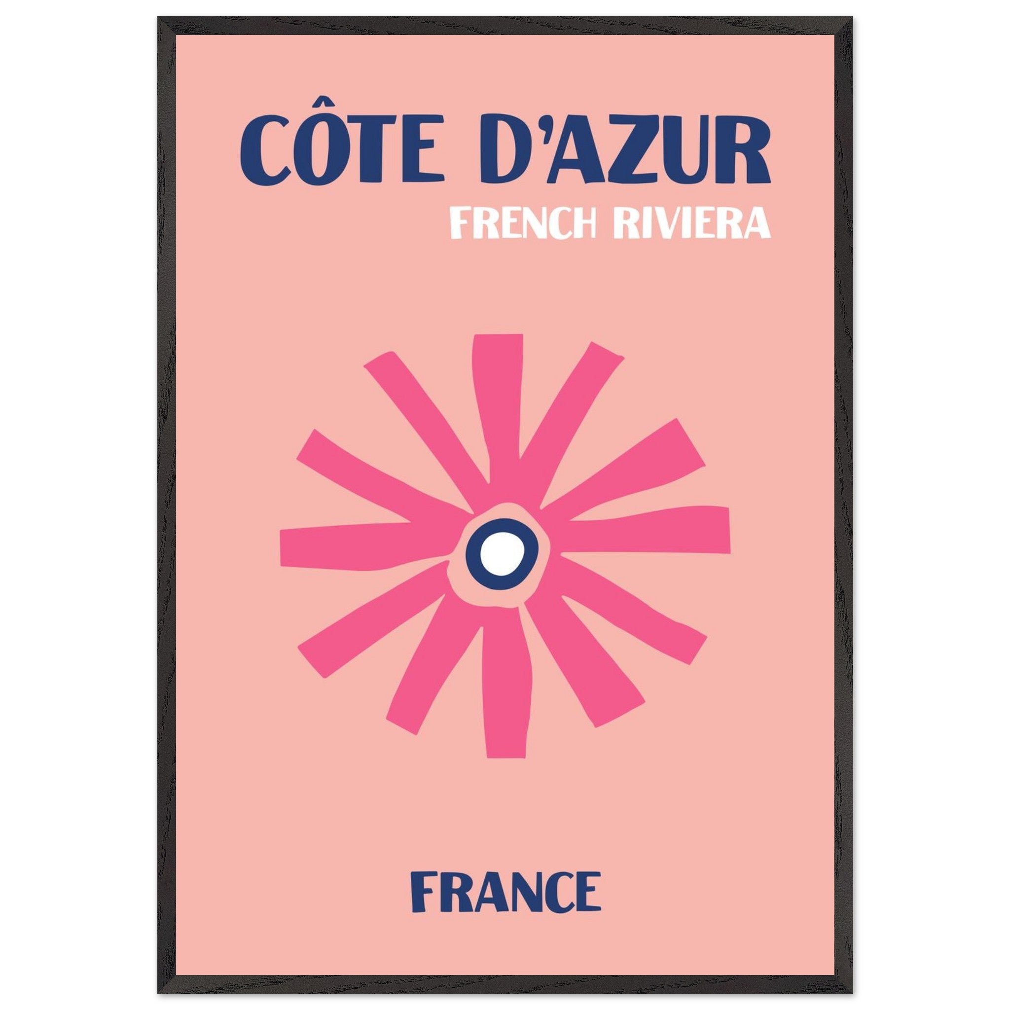 Artfulprints Poster met Lijst Frankrijk - Cote d'Azur  - 70x100 cm - Roze