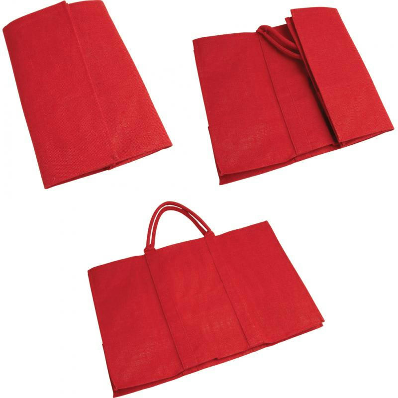 - Sac à bûches en jute rouge