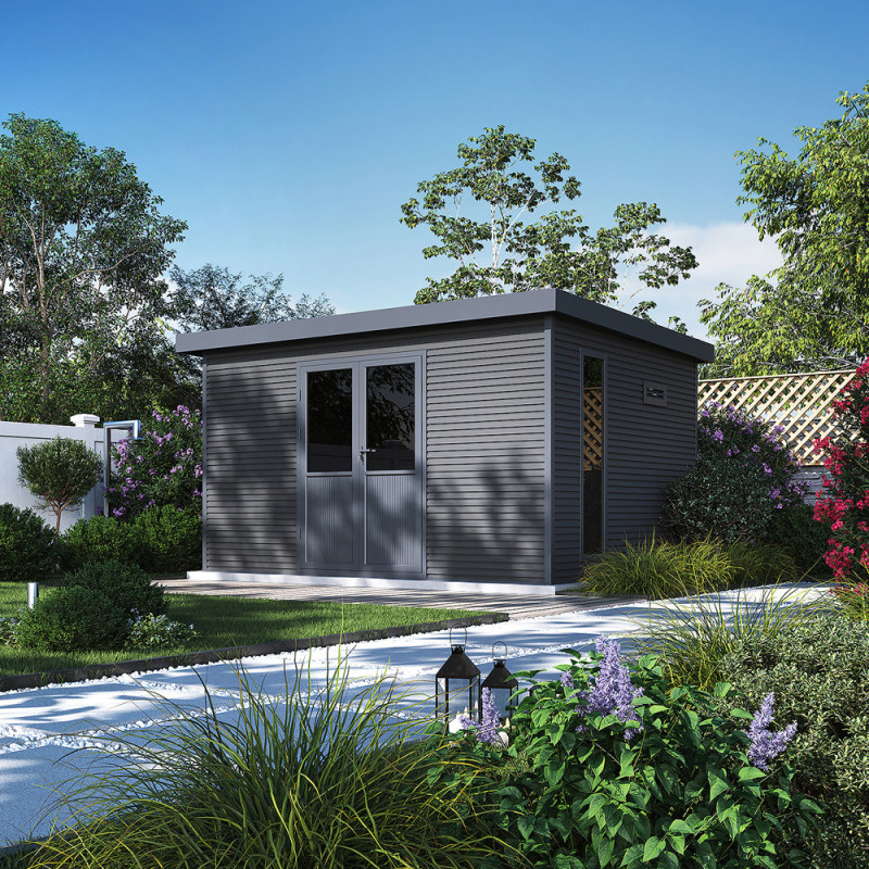 Abri de jardin en bois composite Onyx 43 anthracite 4,47 x 3,26 x 2,37 m BARAC