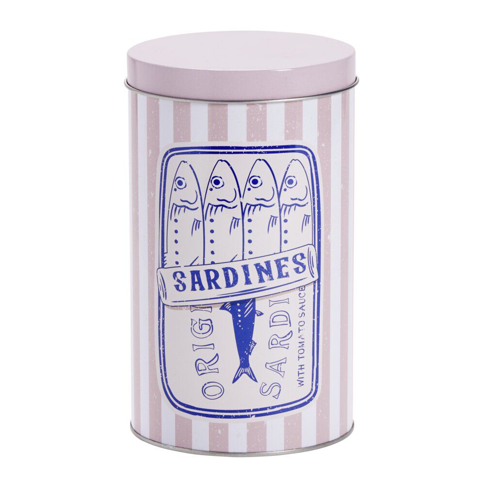 BoÎte en métal 1,8L ronde décor marin Ø11xH18,5cm (3 modèles)