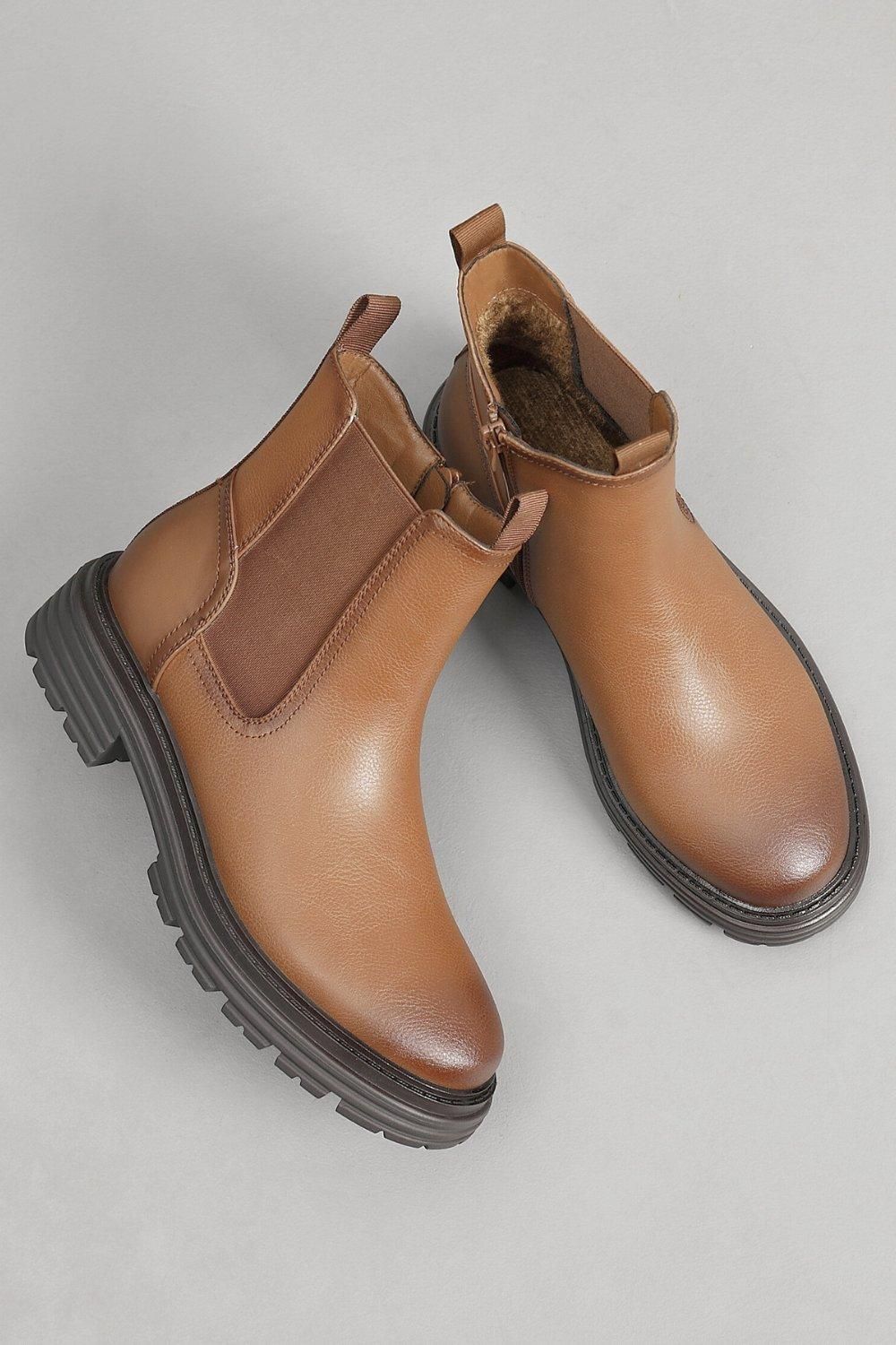 IVACHY Fashion Pull On Zippers Simple Chunky Heel Chelsea Ankle Boots