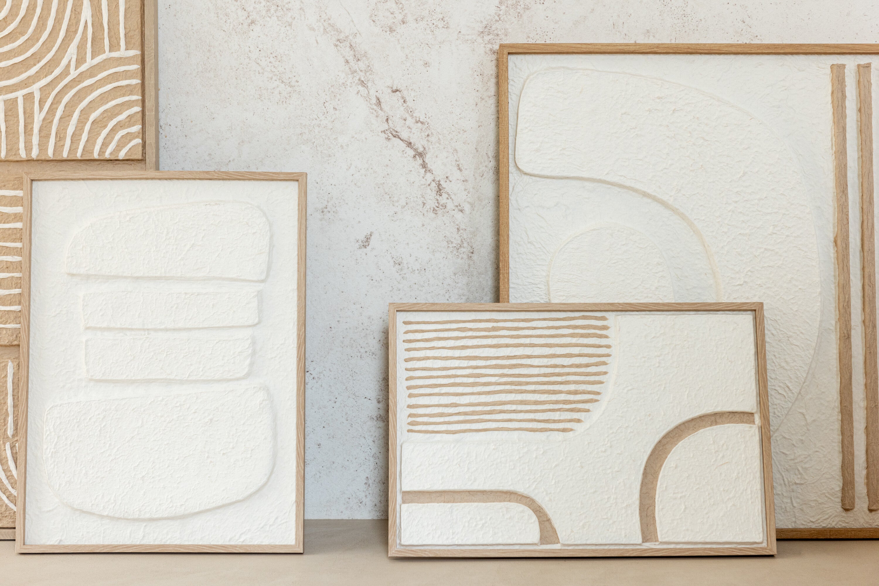 J-Line schilderij Thibault - papier - wit/beige