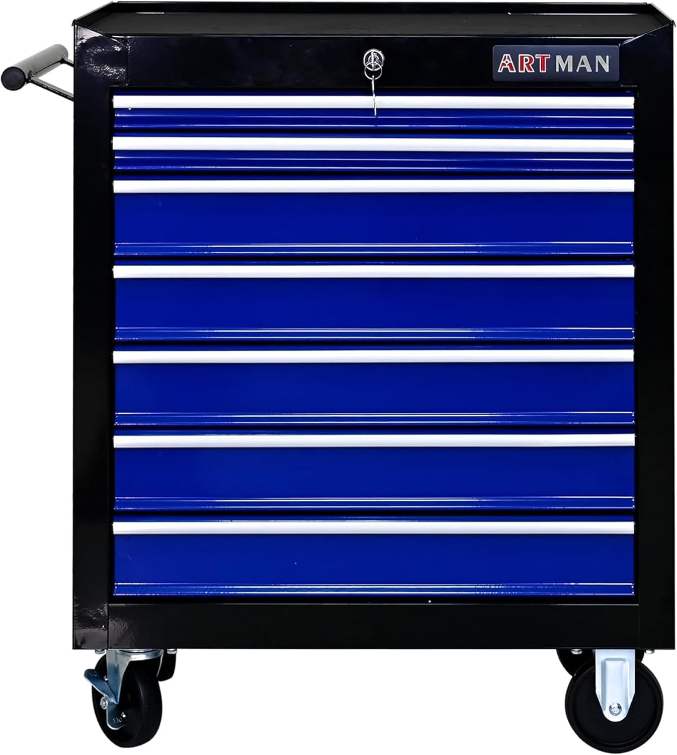 7 Drawers Rolling Tool Cart on Wheels, Multifunctional Organizer Tool Chest Tool Case , Trolley Tool Storage Tool Box for Workshop,Garage,Repair Shop (7 Drawers 24.2W×12.9D×29.9H-Black&Blue)