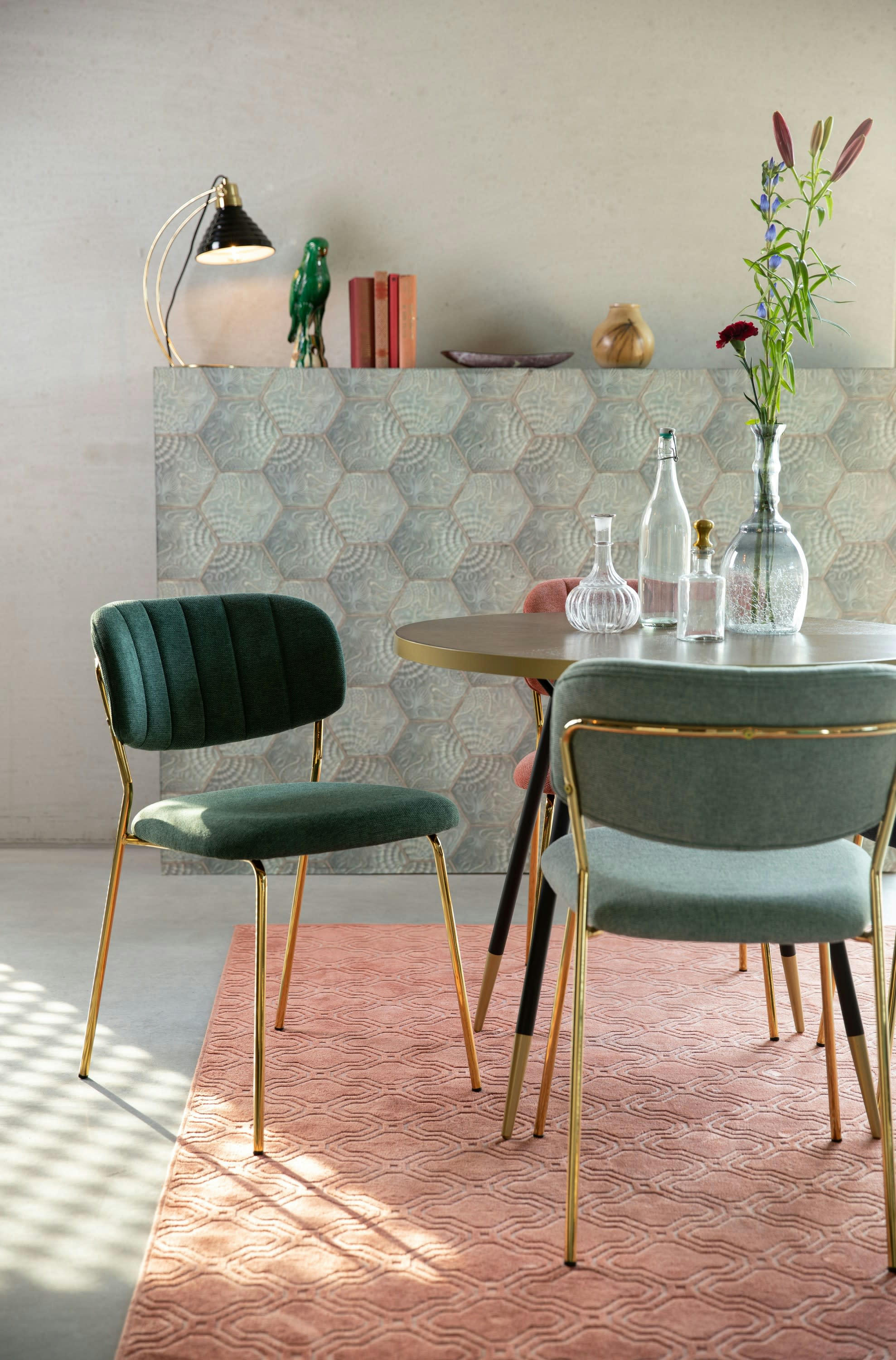 RIDGE RIB - Chaise en tissu vert foncé