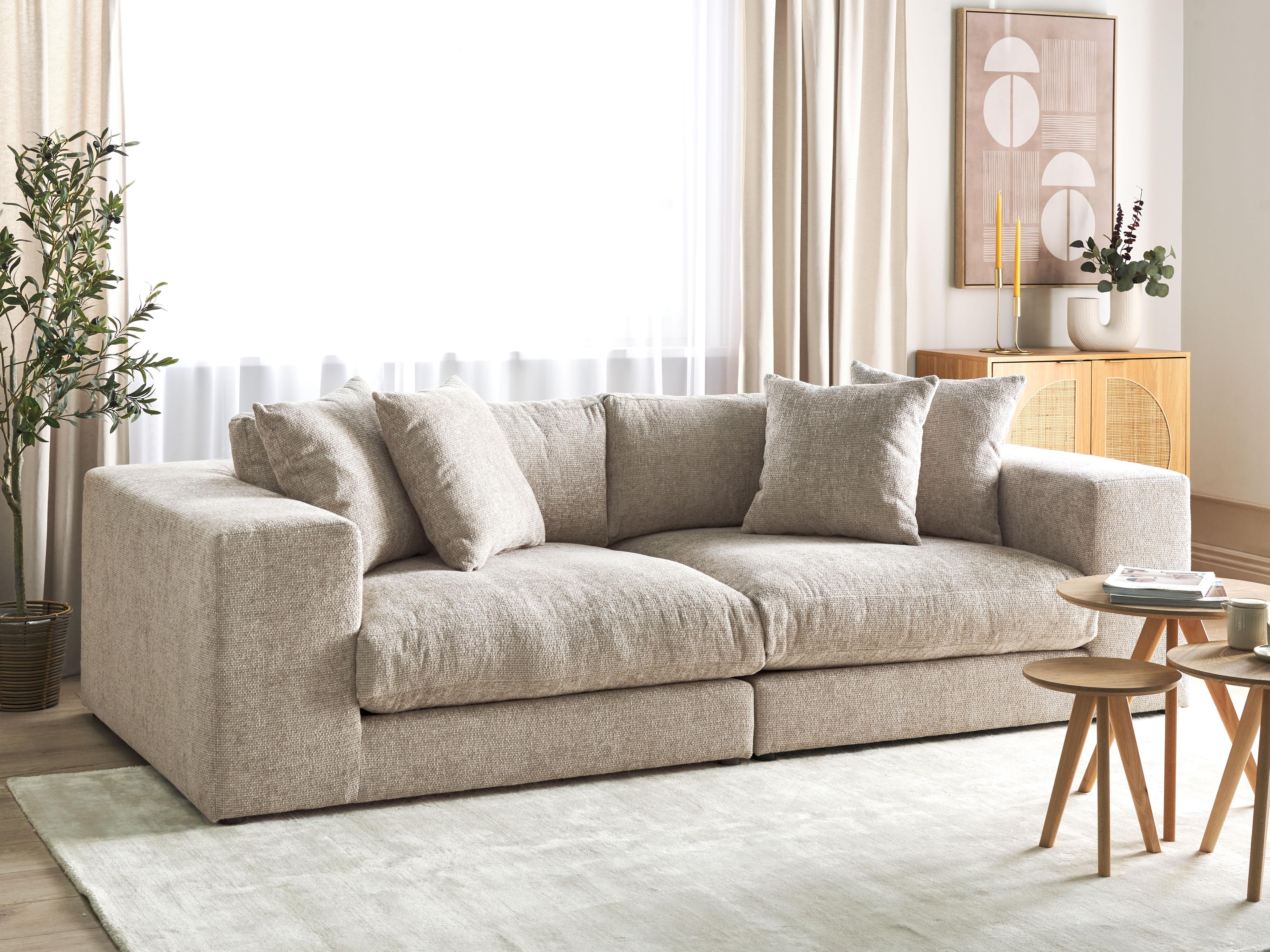 Sofa 3 Seater GLORVIKA II Fabric Taupe