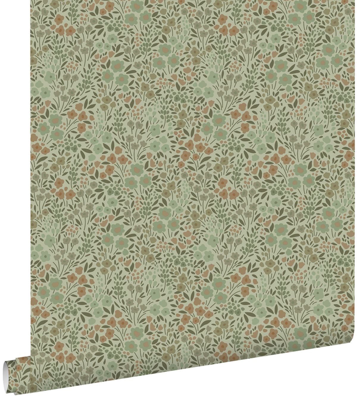 ESTAhome behang bloemetjes vergrijsd groen - 53 cm x 10.05 m - 139699