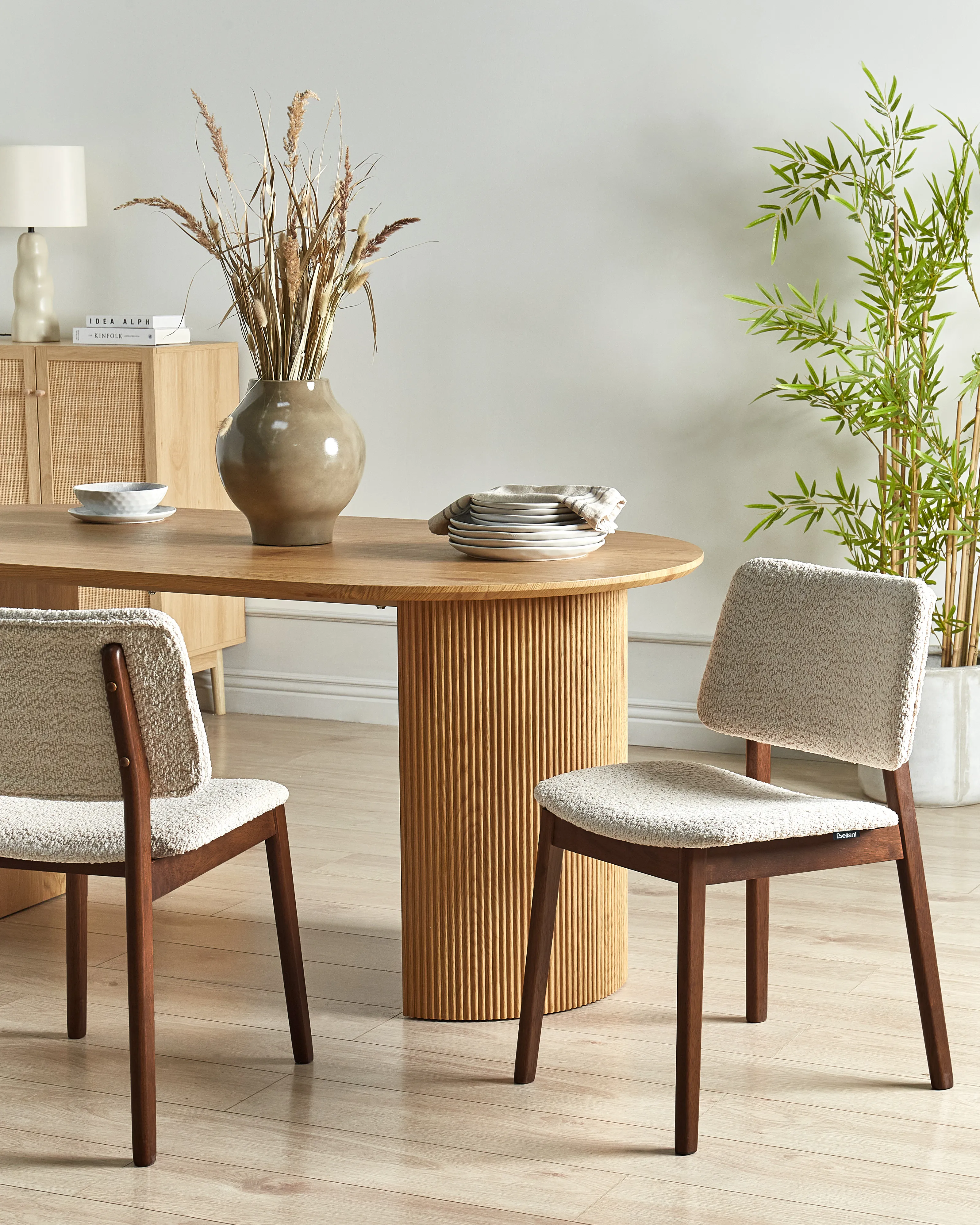 Set of 2 Dining Chairs BLANE Boucle Dark Brown/ Beige