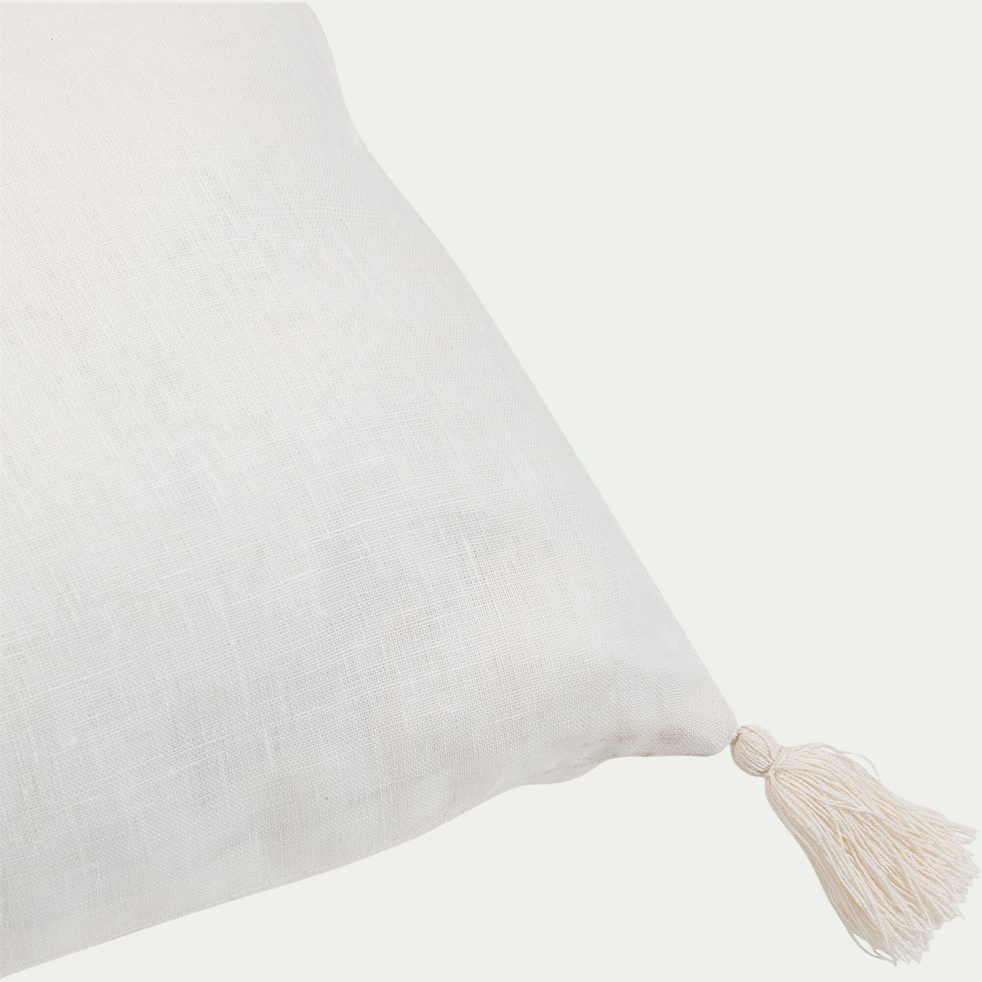 OETA - Coussin en lin finition pompons 30x80cm - blanc ventoux