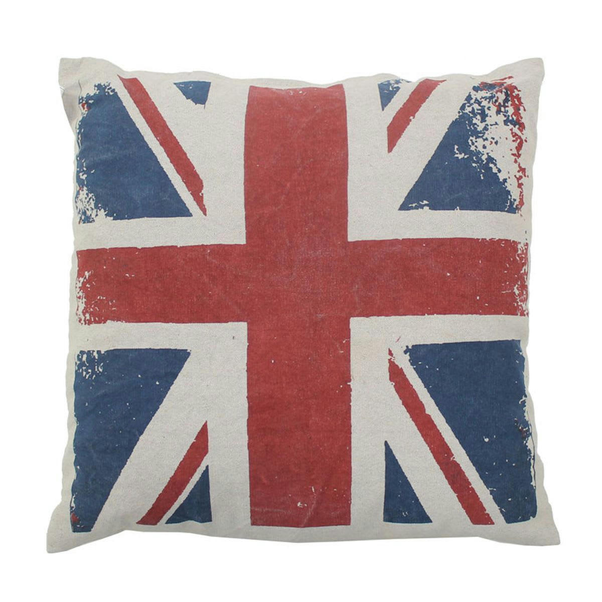 VINTAGE - Coussin en coton drapeau anglais effet vintage 50x50