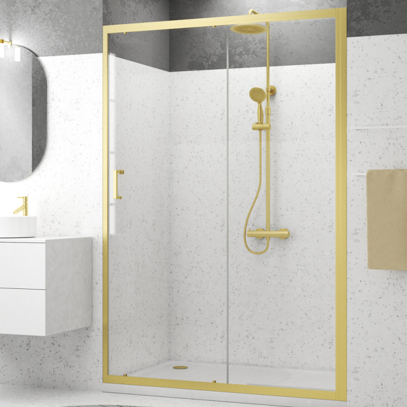 Porte de douche coulissante Factory Gold 140 x 200 cm AURLANE