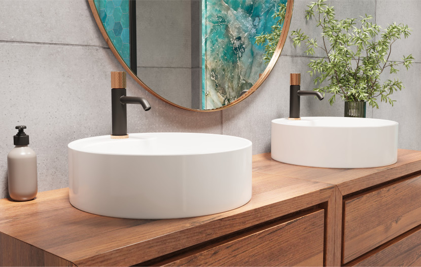 Bateria Umywalkowa Moonlight Invena Trend Czarna / Rose Gold
