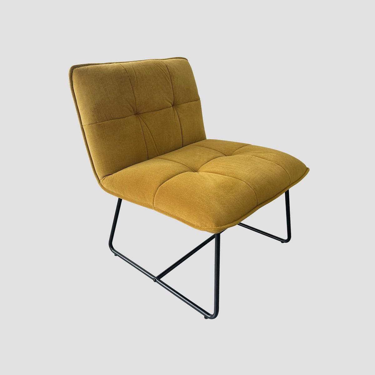 Fotel NELOX welurowy musztardowy 63x69x73 cm