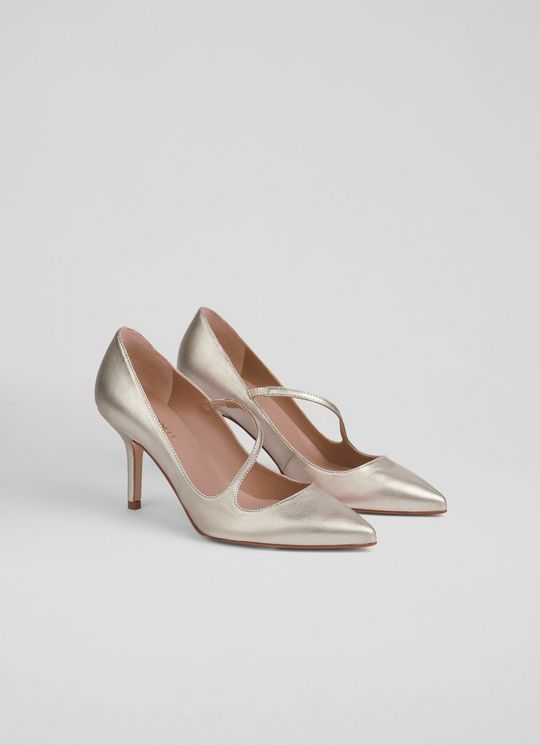 Simone Metallic Leather Asymmetric Strap Courts