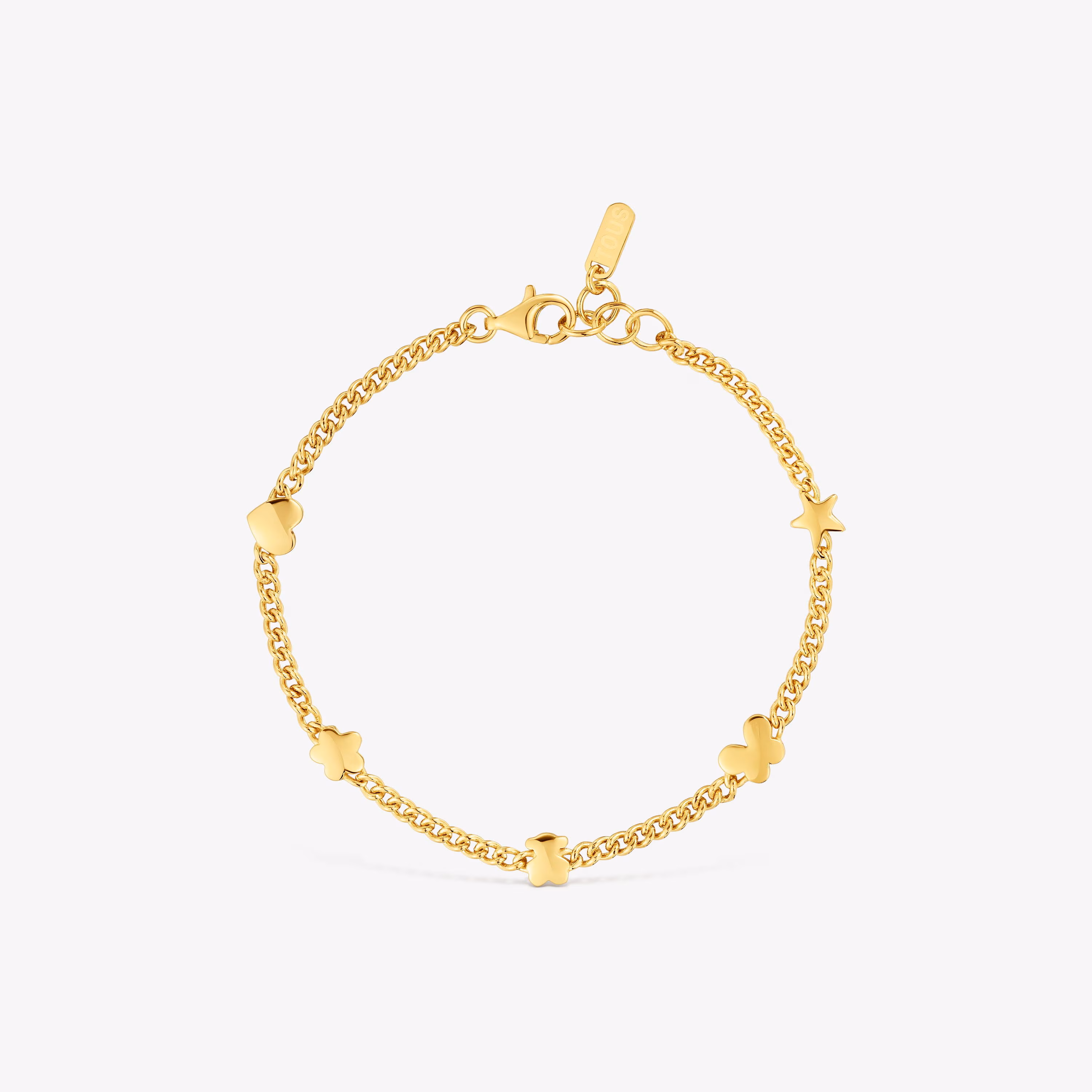 Pulsera cadena con baño de oro 18 kt sobre plata motivos Bold Motif